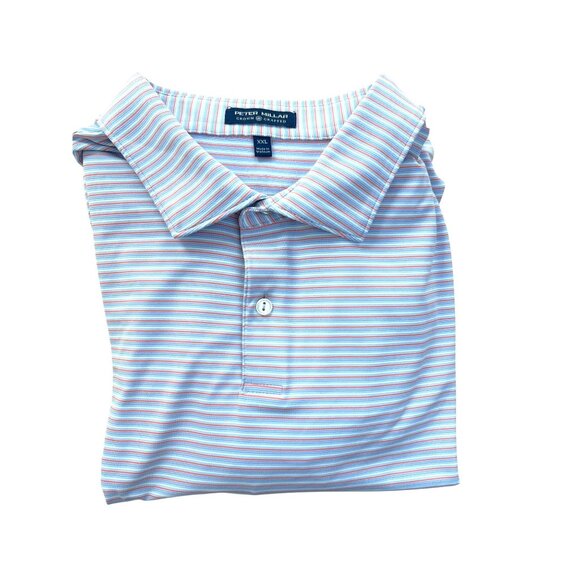 Peter Millar Crown Crafted Polo Shirt Men's Size XXL Striped Performance - Picture 9 of 10